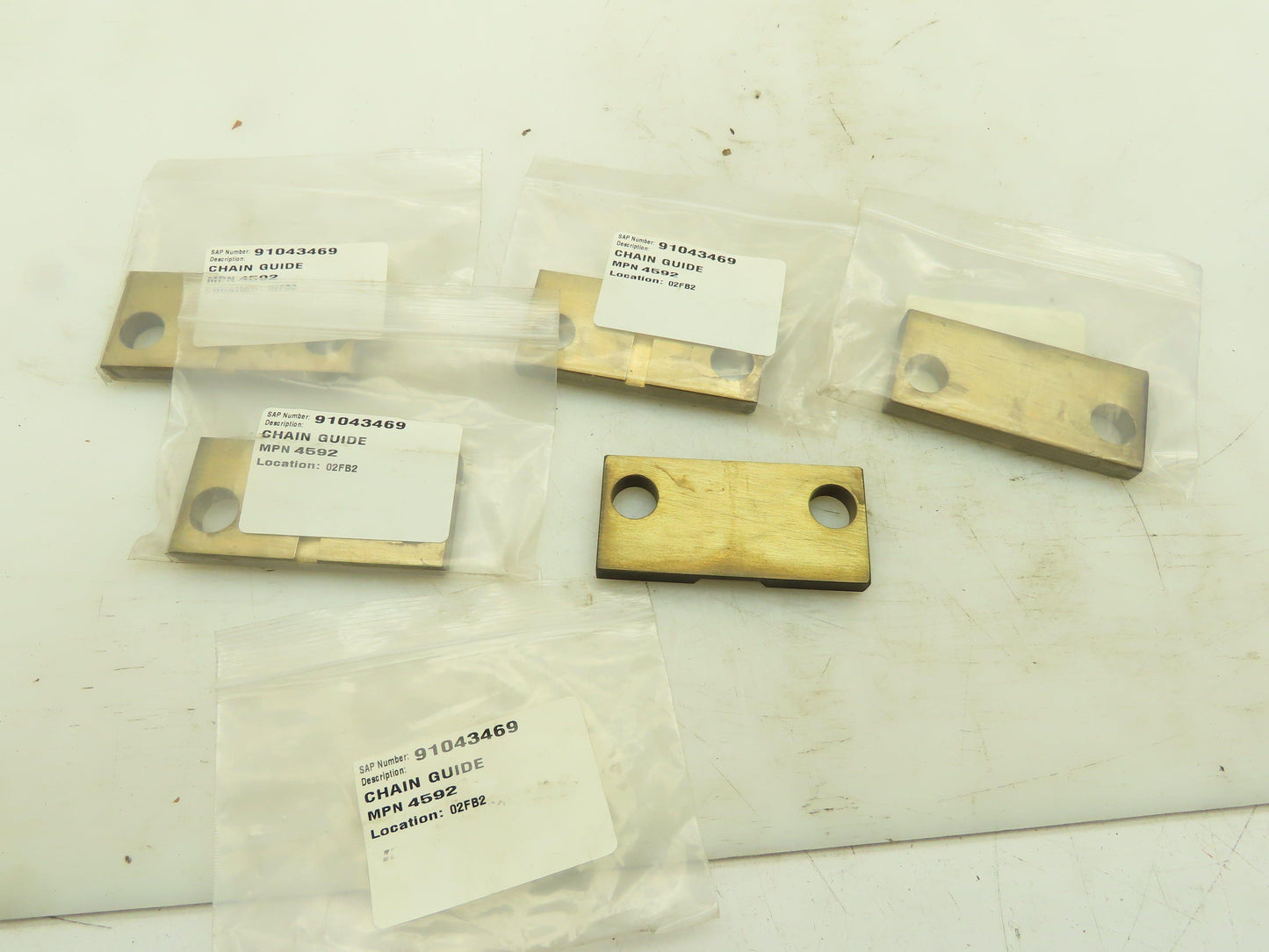 Chain Guide Bronze Wear Plate 4 x 2 x 7/16"  5/16" Grove 11/16" Holes Lot of 5
