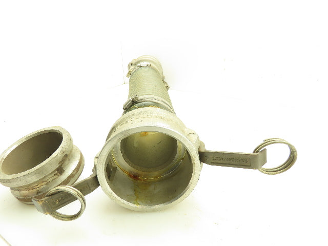 Camlock 3" Aluminum Female Adapters X 3" Barb Hose Fitting W/ End Caps
