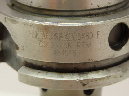 SRKIN HSK A63 6X80 E Shrink Fit Milling Tool Holder HSK63A Taper 6mm x 80mm