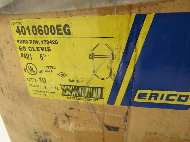 Erico 4010600EG Clevis 6" Pipe Hanger 3/4"ID Rod Hole 1940 lb. Cap  LOT OF 7