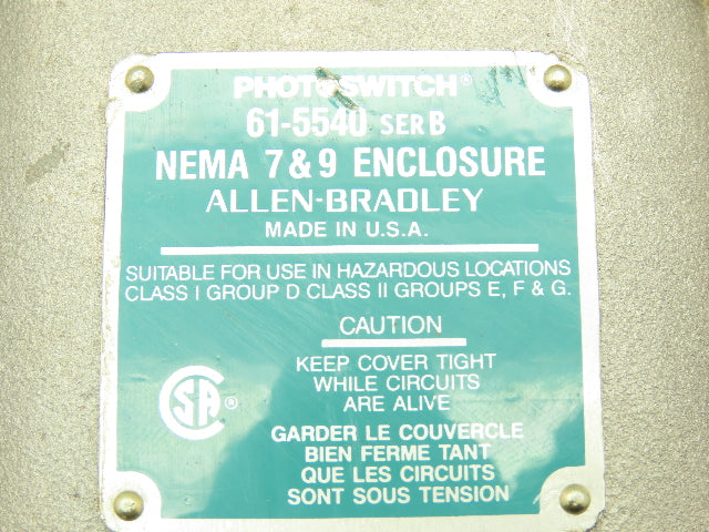 Adalet 9x3x3 Electrical Enclosure Class 1 Group C&D Junction box Photo eye