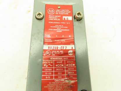 Allen Bradley 802XR-CF7 Limit Switch Body Hazardous Location Ser A