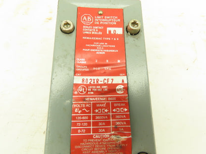 Allen Bradley 802XR-CF7 Limit Switch Body Hazardous Location Ser A