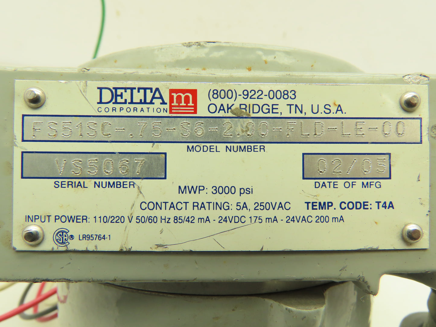 Akron Electric FS51SC Delta Corp Mass Flow Switch Sensor Hazardous Location