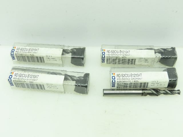 Seco Carbide 2-Flute Spiral Chamfer Coolant Drill 7x10mm Cut 10mm Shank LOT OF 4