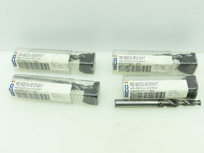Seco Carbide 2-Flute Spiral Chamfer Coolant Drill 7x10mm Cut 10mm Shank LOT OF 4