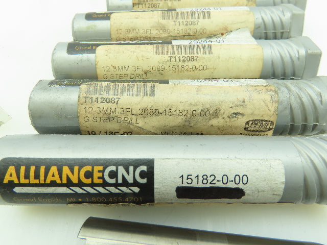 Alliance CNC 15182 Carbide Chamfer Step Drill 3-Flute Coolant Ø 12.3mm  LOT OF 6