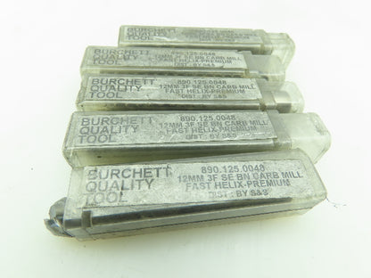 Burchett 8901250048 Carbide Square End Mill 3-Flute Spiral Drill 12mm  LOT OF 5