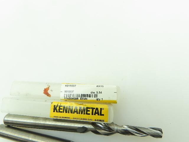 Kennametal 6015537 Carbide 2-Flute Coolant Chamfer Step Drill Ø 5.54mm LOT OF 2