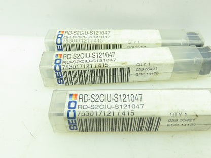 Seco S121047 Carbide 2-Flute Spiral Coolant Chamfer Drill Ø 7.4x10mm LOT OF 8
