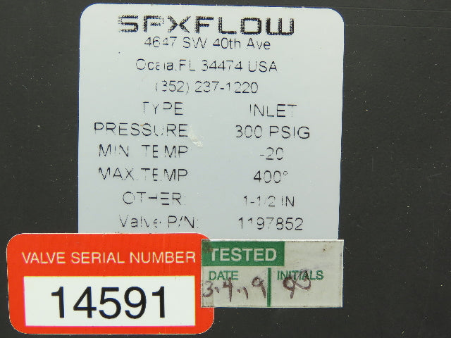 SPX Flow 1197852 Pneumatic Valve 300PSI 1-1/2" Inlet for Pall Air Dryer