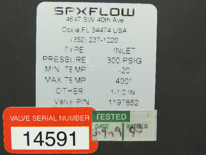 SPX Flow 1197852 Pneumatic Valve 300PSI 1-1/2" Inlet for Pall Air Dryer