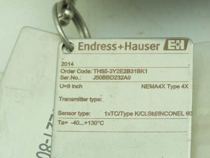 Endress+Hauser TH55-3Y2E2B31BK1 Temperature Sensor 9"Probe 0-1000°F  1221-8044T