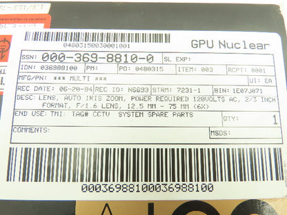 National CCTV Lens 1.6/12.5-75 TV Motorize Zoom Lens GPU Nuclear