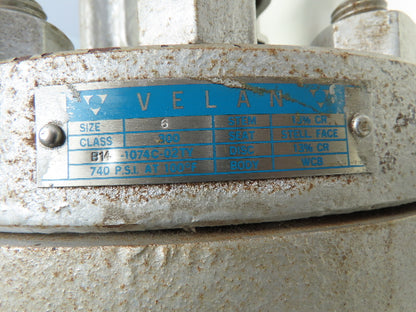 Velan B14-1074C-02TY Steel Globe Gate Valve 6" Butt Weld #300 740PSI HandWheel