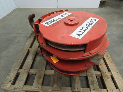 Bridge Crane Hoist Lower Assembly 13.8 Ton Bottom Load Block Hook 2 Sheave