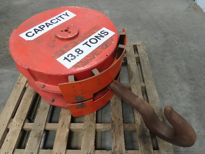 Bridge Crane Hoist Lower Assembly 13.8 Ton Bottom Load Block Hook 2 Sheave