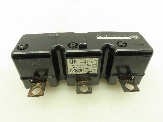 I-T-E JL3 W125 Circuit Breaker Trip Unit 125A 3P 600V Adj Magnetic Trip 400 Fr