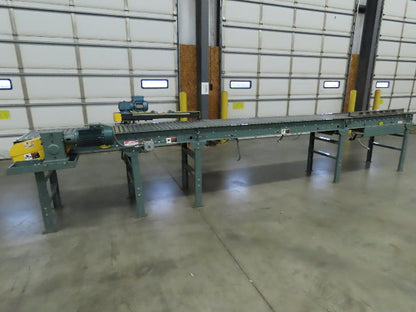 Hytrol 18' 6" x 26" Live Roller Conveyor Accumulator Swing Arm Diverter Sorter