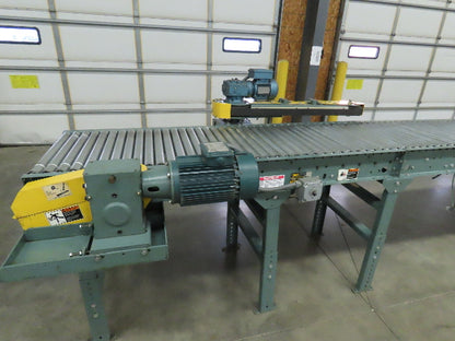 Hytrol 18' 6" x 26" Live Roller Conveyor Accumulator Swing Arm Diverter Sorter