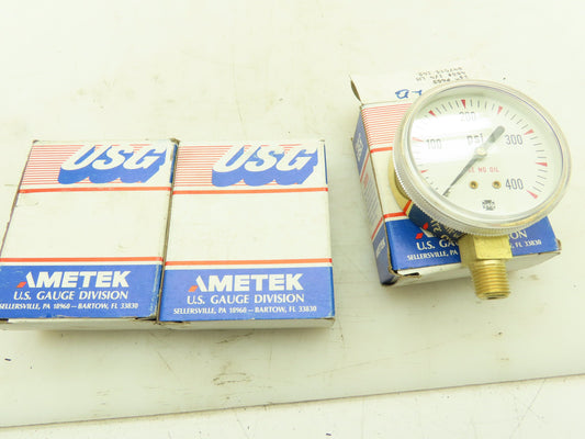 Ametek 047923 High Pressure Compressed Gas Gauge 400PSI 1/4"ANPT P602 LOT OF 3