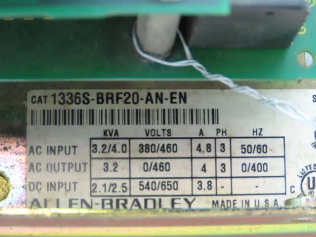 1336S-BRF20-AN-EN Adjustable Freq AC Drive 1336 PLUS II 3.2KVA 3Ph 460V Ser A