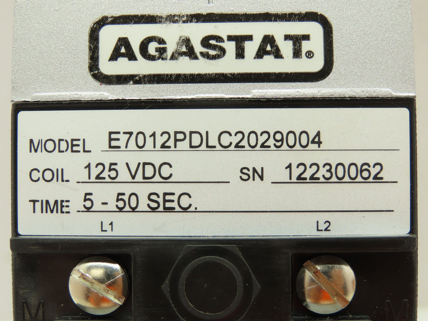 Agastat E7012PDC2029004 Time Delay Timing Relay 2-Pole 5-50sec 125VDC