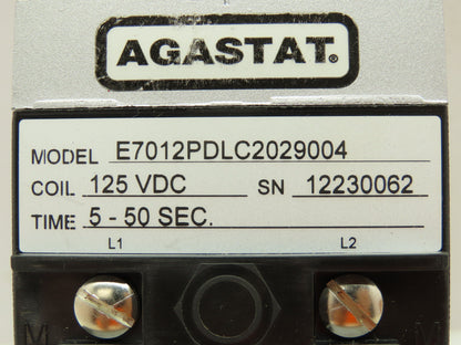 Agastat E7012PDC2029004 Time Delay Timing Relay 2-Pole 5-50sec 125VDC