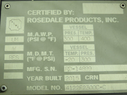 Rosedale 4-12-2F-2-300-CTEVNPBC Basket Strainer Bag Filter Vessel 12"X 4" 300psi