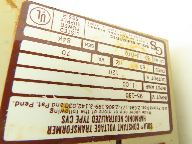 Sola Electric 63-13-070 Mini/Micro Computer Regulator 120 VAC Output 0.58A