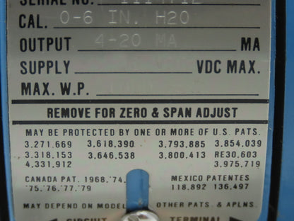 Omega PX-750 Pressure Transmitter 0-6 IN. H20 45 VDC 1000 Psi
