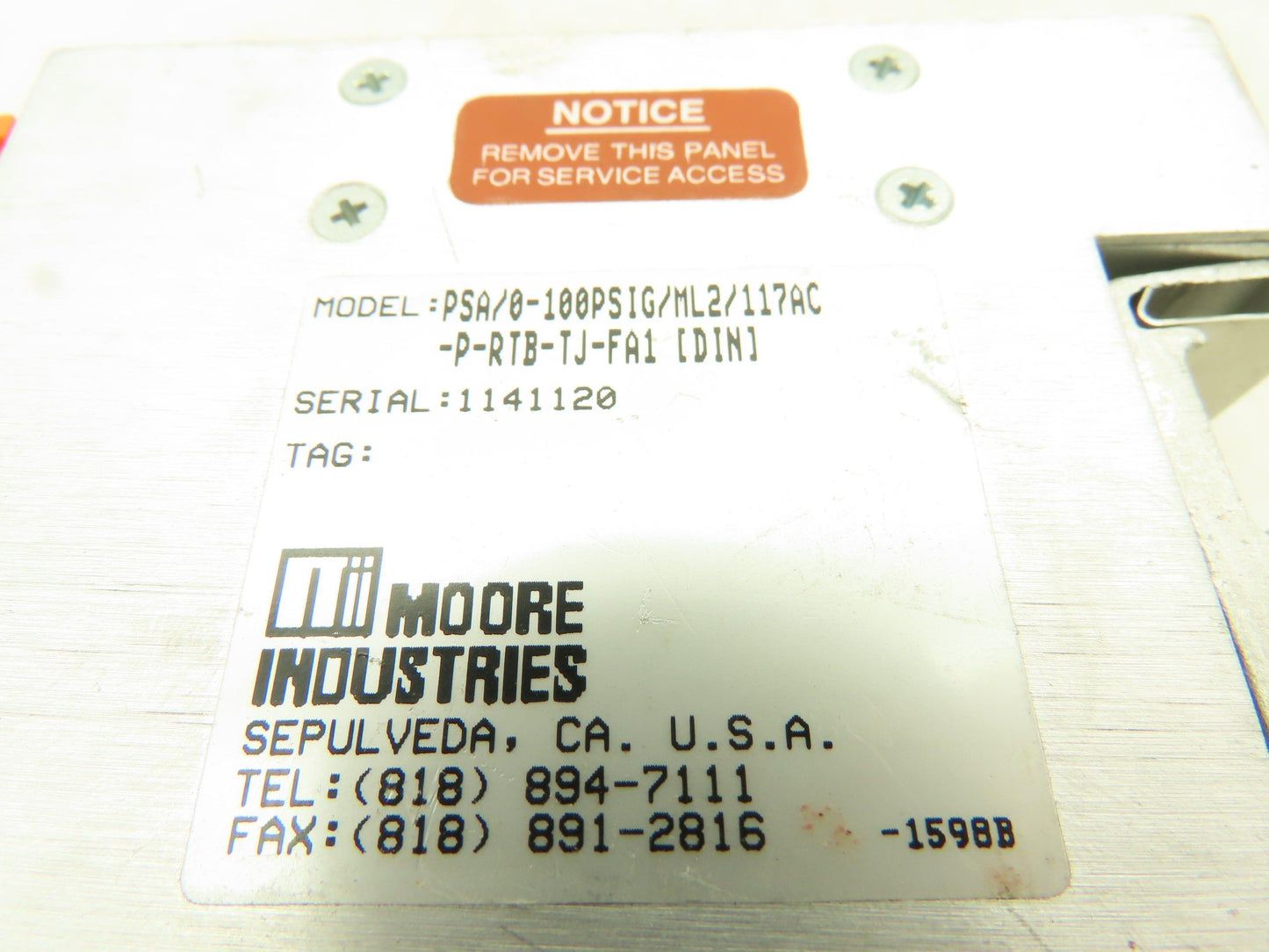 Moore PSA/0-100PSIG/ML2/117AC-P-RIB-TJ-FA1 Pressure Switching Alarm 0-100PSI