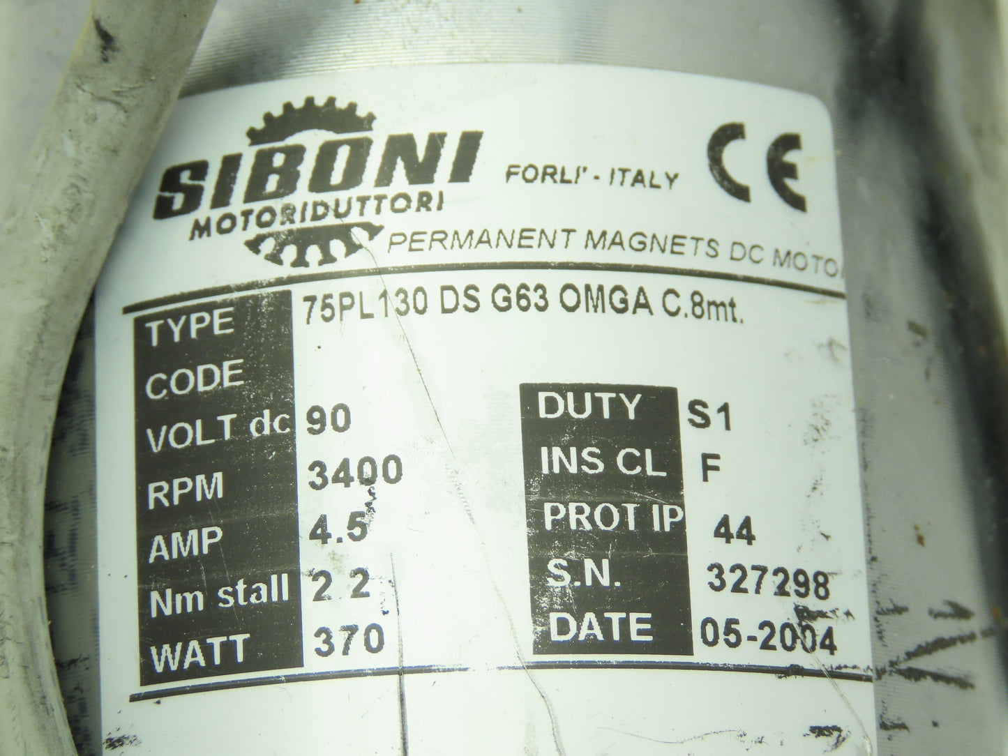 Siboni 75PL130 DS G63 DC Servo Motor Encoder 90VDC 4.5A 3400RPM Eltra Encoder