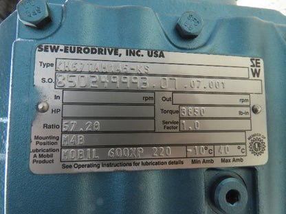 Sew-Eurodrive KH67TAM145-KS Helical Gear Reducer 57.28  7260 Trq 40mm Hollow M4B