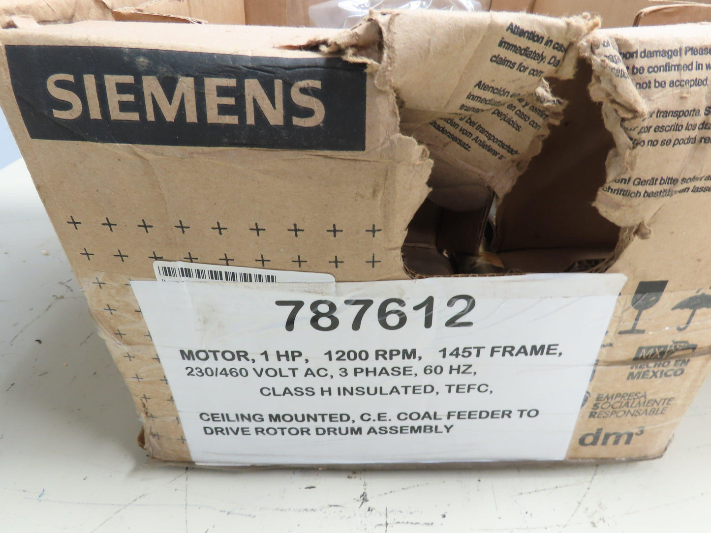 Siemens 1LE23211AC314AA3  SD100 Severe Duty AC Motor 1Hp 1165rpm 230/460V 145T