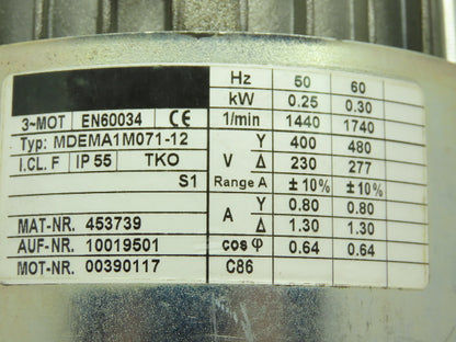 Rexroth 3 842 532 125 Gear Reducer 1" Hollow Output Lenze Motor 1740RPM 230V