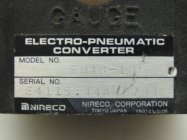 Horton EN40-1D Electro Pneumatic Transducer Converter EN40 Fixed Orifice Nireco