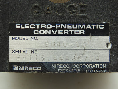Horton EN40-1D Electro Pneumatic Transducer Converter EN40 Fixed Orifice Nireco