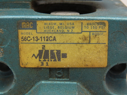 Mac 130B-111JD Solenoid Valve With 56C-13-112CA Manifold Block