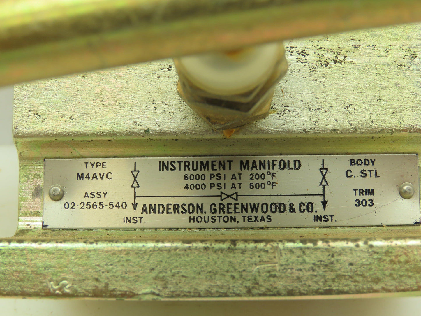 Anderson & Greenwood Co 02-2565-540 Hydraulic Manual Instrument Manifold 6000PSI