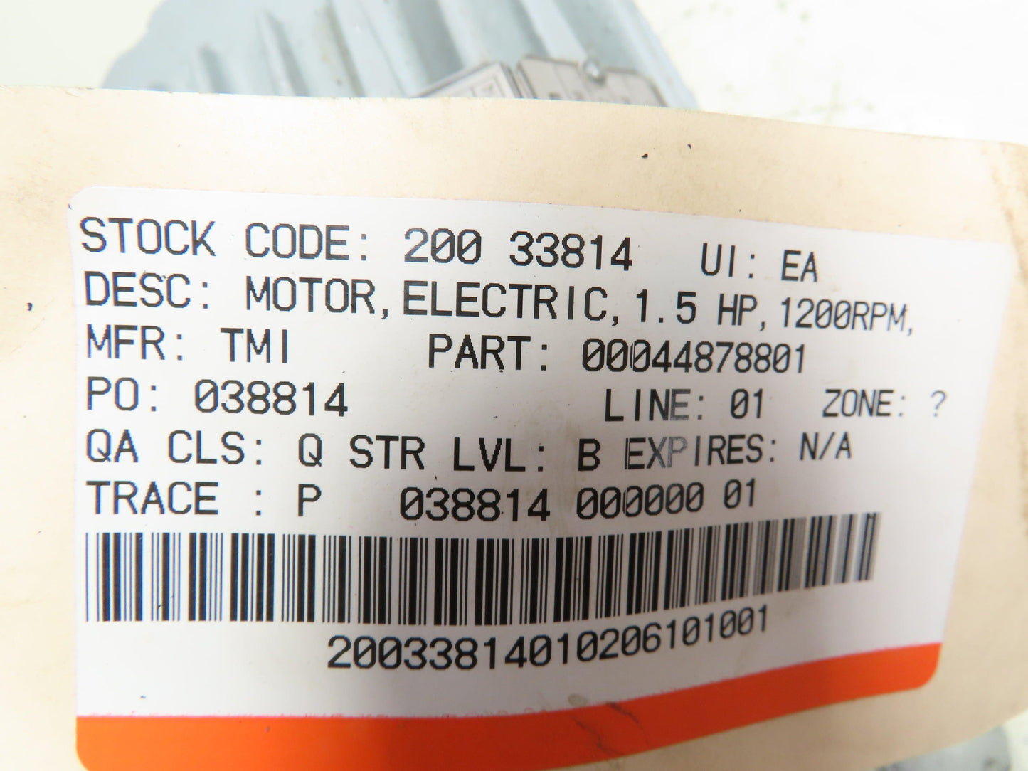 Westinghouse Electric Motor 1.5-2.6HP 460V 3PH 182TCZ Frame TBAM 1160 RPM