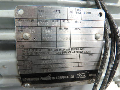 Westinghouse Electric Motor 1.5-2.6HP 460V 3PH 182TCZ Frame TBAM 1160 RPM