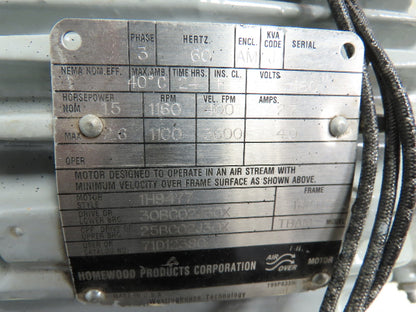 Westinghouse Electric Motor 1.5-2.6HP 460V 3PH 182TCZ Frame TBAM 1160 RPM