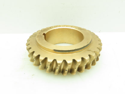 502-708 Brass Worm Gear Wheel 31 Teeth 2-11/16"Keyed Bore 1"Width