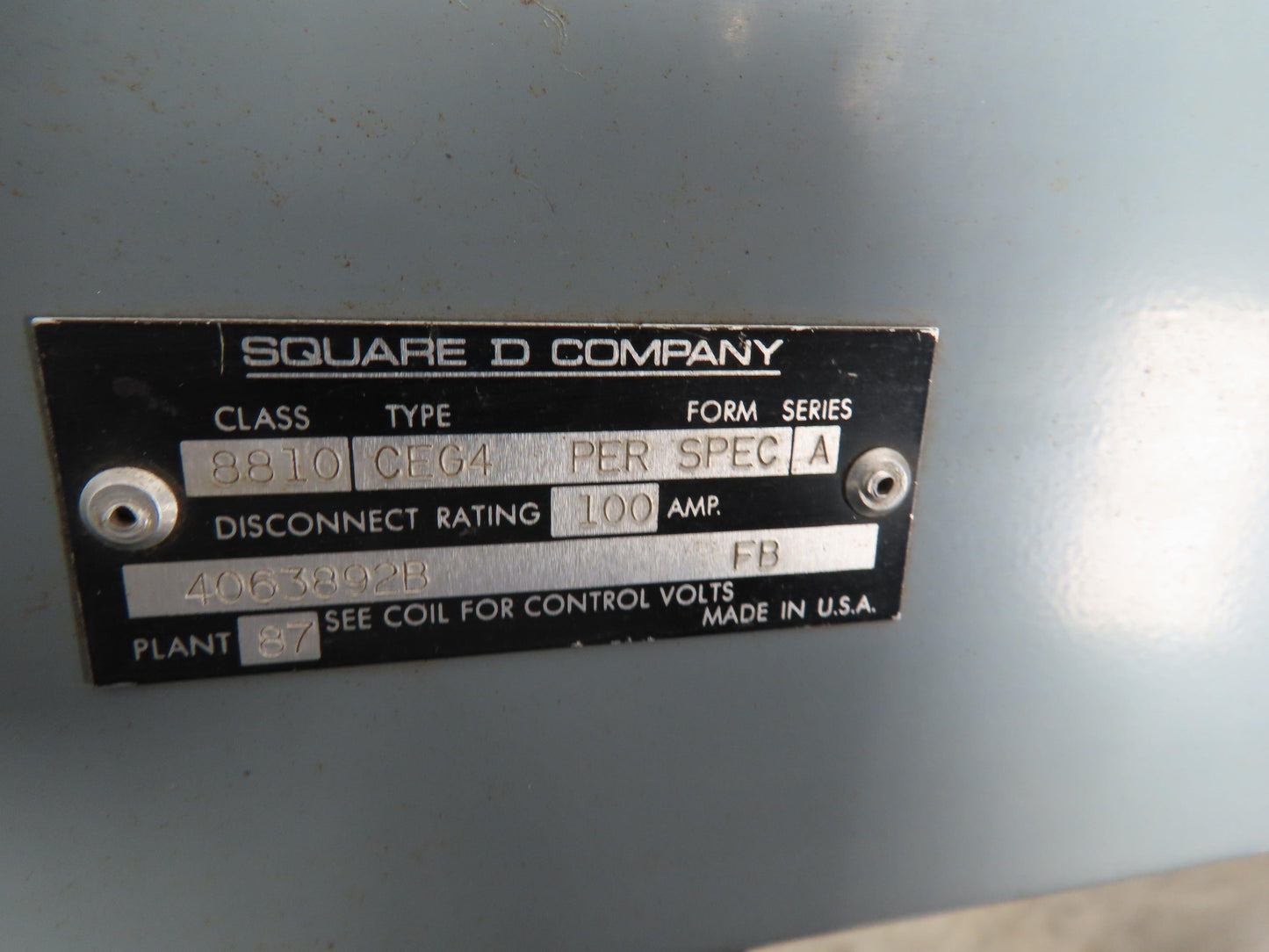 Square D CEG4 8810 Sz 3 Reversing Motor Starter Combo 100A Disconnect 230/480V
