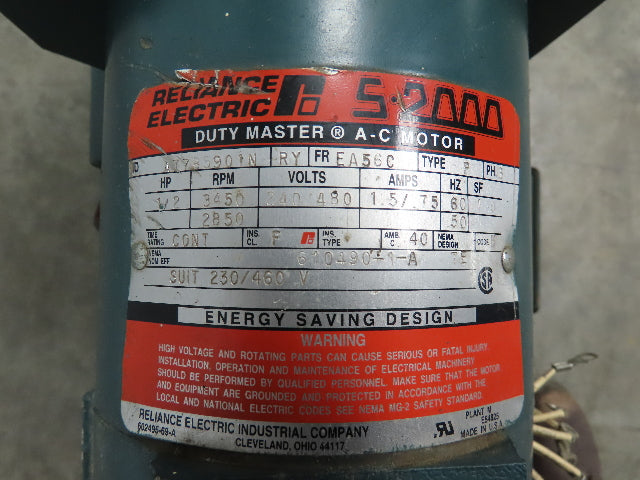 Reliance 01KL438420-RY 7.5hp 650rpm L2158C 230v Motor /Brake/Tamagawa Encoder