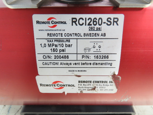 RCI 260-SR Pneumatic Rotary Valve Actuator Spring Return Accutrak Monitor 150PSI
