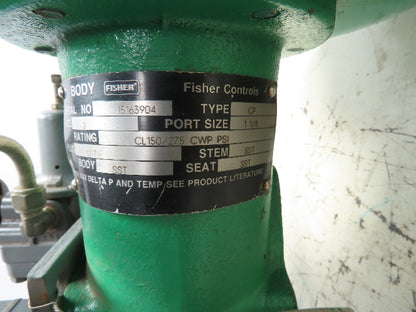 Fisher Type CP 657  Sz 30 Pneumatic Diaphragm Actuator 582i 2" Stainless Valve