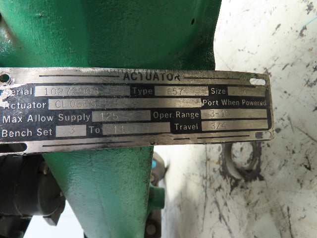Fisher Type CP 657  Sz 30 Pneumatic Diaphragm Actuator 582i 2" Stainless Valve