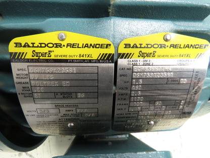 Baldor Reliance ECP83667T-4 Severe Duty AC Motor 1.5Hp 3Ph 460V 1170RPM 182T